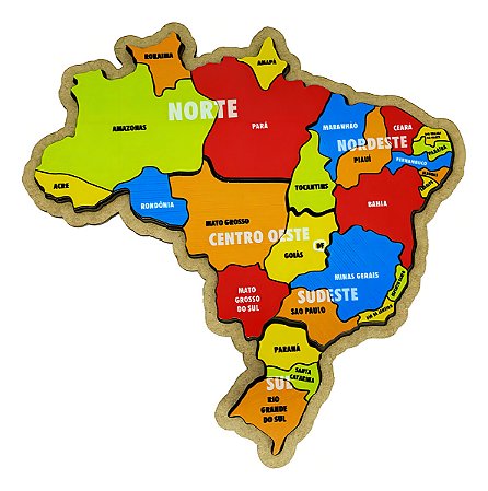 Quebra-cabeça Mapa Do Brasil MDF Educativo Escolar 5 Peças