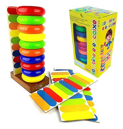 Brinquedos Educativos Pedagógico Combine E Encaixe Argolas