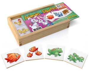 Brinquedo Educativo Jogo De Memória Animais E Seus Filhotes 40 Peças