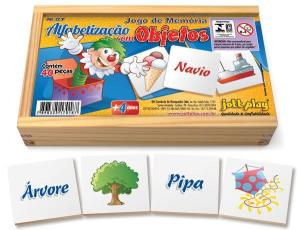 Brinquedo Educativo Jogo De Memória Alfabetização Com Objetos 40 Peças