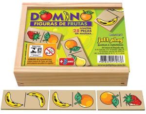 Brinquedo Educativo Dominó De Frutas 28 Peças