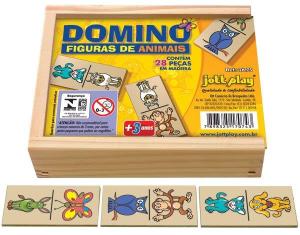 Brinquedo Educativo Dominó De Animais 28 Peças