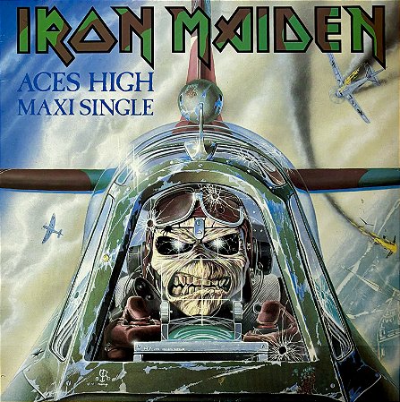 LP Iron Maiden – Aces High - TIPOGRAFIA EM AZUL
