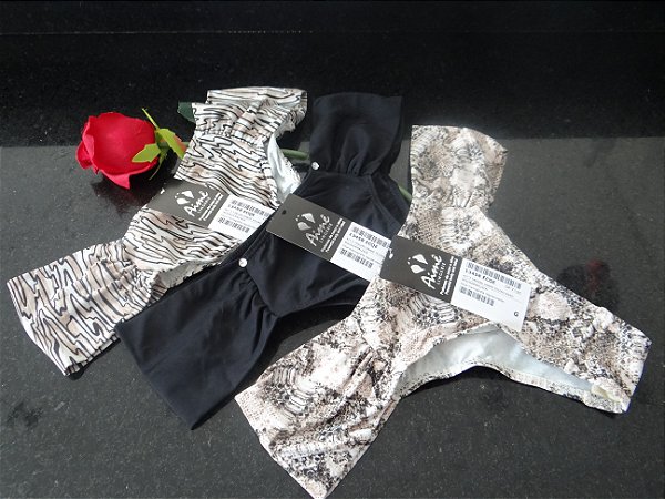 Kit calcinhas Aimê Lingerie drapê felino