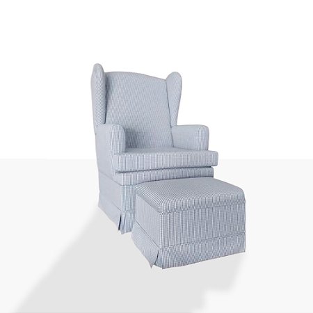 Poltrona Amamentação Jacquard Xadrez Azul