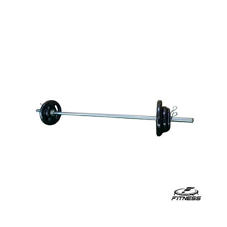 Kit  Pump Anilha 1, 2, 5Kg pares Barra Oca Cromada 1,30m Presilha Aço