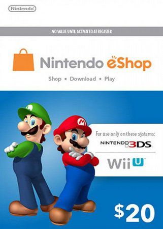 Cartão Nintendo eShop Crédito $20 Dólares Eshop americana 