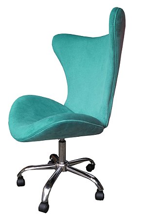 Poltrona Mini Egg Giratória com estrela cromada, rodízios anti-risco e regulagem de altura. Lv Estofados