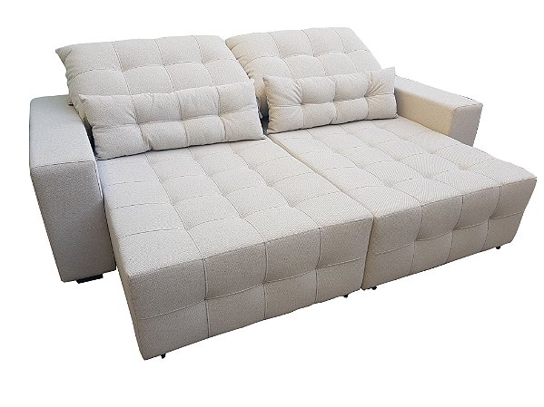 Sofá retrátil e reclinável ( produzido sob medida) , com abertural total de 1,8 metros e almofadas para lombares. Modelo Lv10RR . Lv Estofados