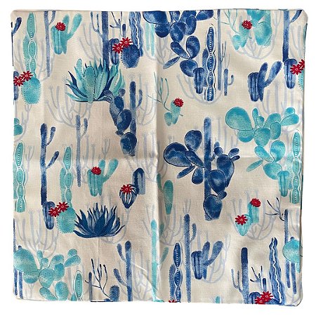 Capa de Almofada Estampa Cactos Azuis 50x50