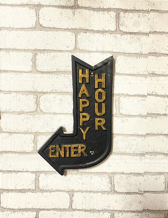 Placa de Ferro Enter Happy Hour