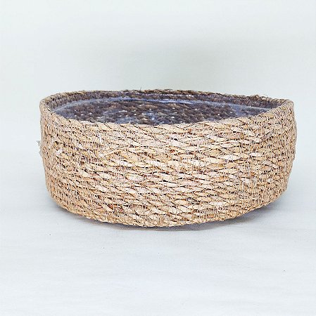 Cachepô Sisal Natural Redondo com Proteção Plástica P