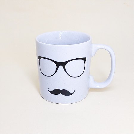 Caneca Porcelana Branca Bigode