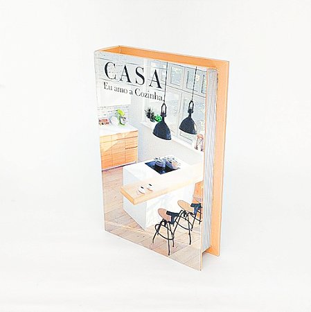 Livro porta objetos de madeira CASA Eu amo a cozinha