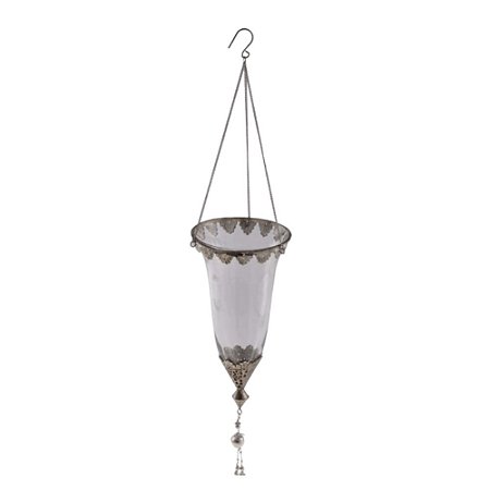 Suporte de Vela Pendente Vidro Metal
