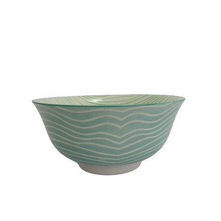Bowl em Cerâmica Desenho Listras Turquesa M