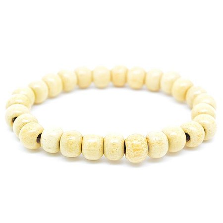 Pulseira Contas Madeira 8MM Creme