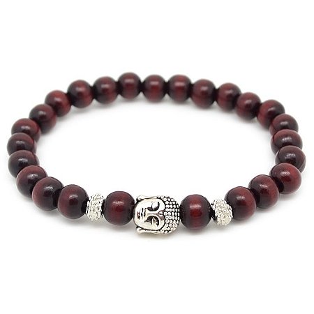 Pulseira Contas de Madeira Buddha