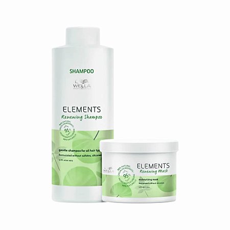 Kit Wella Elements Renewing Shampoo 1 Litro e Máscara 500ml