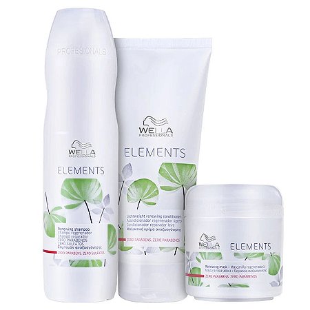 Kit Wella Elements Shampoo 250ml + Cond. 200ml + Mask 150ml