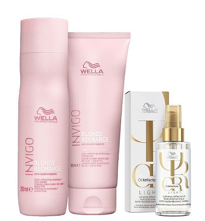 Kit Blonde Recharge Sh 250ml + Cond 200ml + Óleo Light 100ml