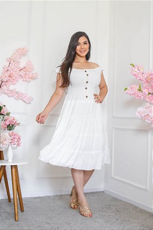 Vestido Branco Ariel - Celebrai Moda Evangélica |Seu novo look está aqui!