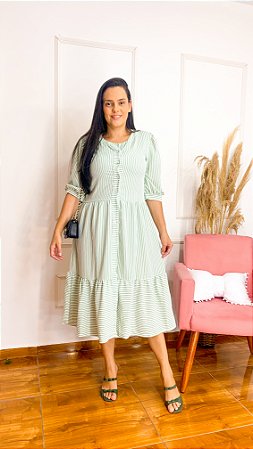 VESTIDO LISTRADO VERDE JADE