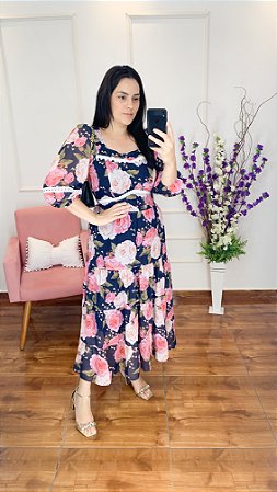 VESTIDO ANA BELA - AZUL MARINHO