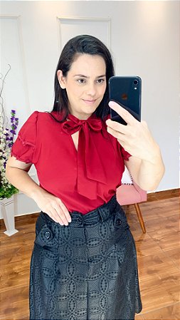 BLUSA GOLA LAÇO BORDO