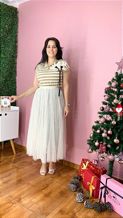 SAIA MIDI PAETE - OFF WHITE