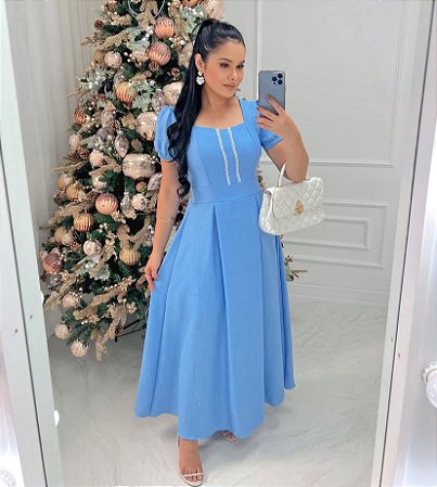 VESTIDO LONGO JESSYCA - AZUL CLARO