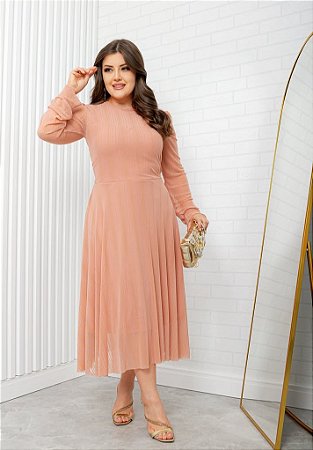 VESTIDO MIDI LUREX ROSE