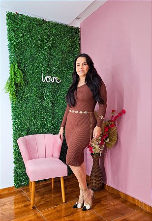 VESTIDO TRICO MARROM