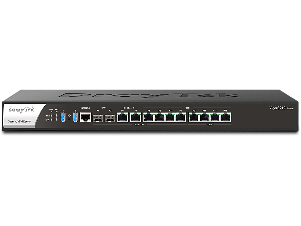 DrayTek Vigor 3912 -  Roteador Multi-WAN-Links, Load Balance, SD-WAN , WANs 9 GBPS, VPN 500 Usuários, VPN 500 Túneis LAN-TO-LAN, Firewall Security, Filtro de Conteúdo, VLANs, Controlador AP e SWITCHS DrayTek | Em ATÉ 72X *** para Empresas no WhatsApp