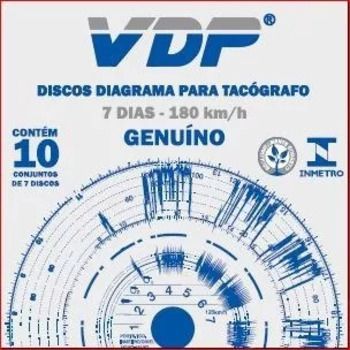 Disco Diagrama Para Tacógrafo Semanal 180km VDP Cx c/ 10 Jogos