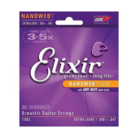 Encordoamento Elixir Nanoweb 010-047 Extra Light para Violão