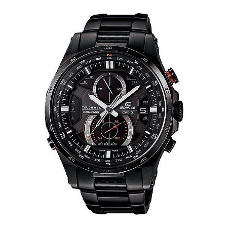 Relógio estilo Casio Edifice Chronograph EQW-A1200DC-1A na cor Preta com Detalhes Laranja
