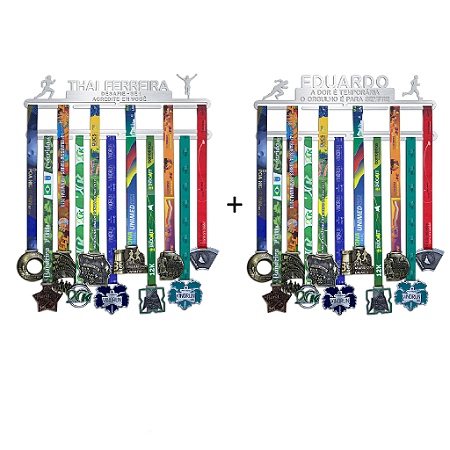 Combo 2 Porta Medalhas Personalizado Com Frase + Extensor