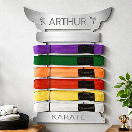 Porta Faixas em Inox Escovado Personalizado Com o Nome