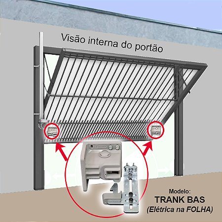 Trava para Portão Basculante TRANK BAS - Versão com elétrica na folha  de movimentação