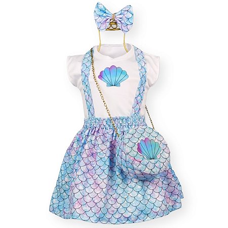 Vestido Sereia Infantil - Ótimo para festa Infantil - Acompanha