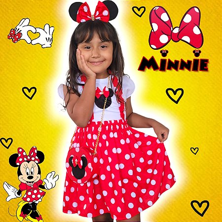 Vestido Infantil  Minnie Mouse com Acessórios Menina