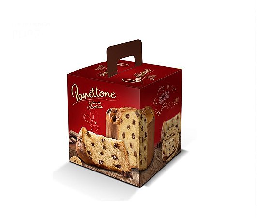 Embalagem para Panetone 500 g. - Tam. 13,9x13,9x16 cm. - Chocolate