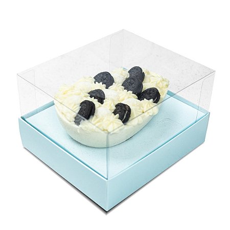 Caixa Páscoa para Ovo de Colher - 2 em 1 - 150 g./ 250 g. - Azul Bebê - Tam. 15x13x9 cm.