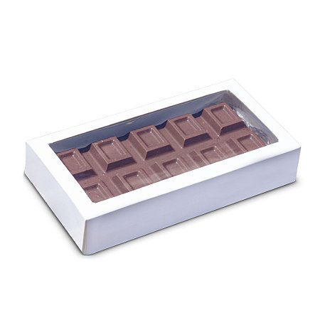 Caixa p/ Barra de Chocolate - Branca - Tam. - 16,5x8,3x3 cm - Pacote c/ 5 unid. - R$ 2,44