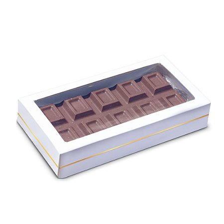 Caixa p/ Barra de Chocolate - Branca Linha - Tam. 16,5x8,3x3 cm. - Pacote c/ 5 unid. - R$ 3,14