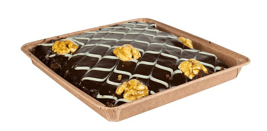 Pie Quadrada Forneável - Brownie Tam. G 16,3x16,31,6 cm. - Pacote c/ 10 unid. - R$ 4,75 un.