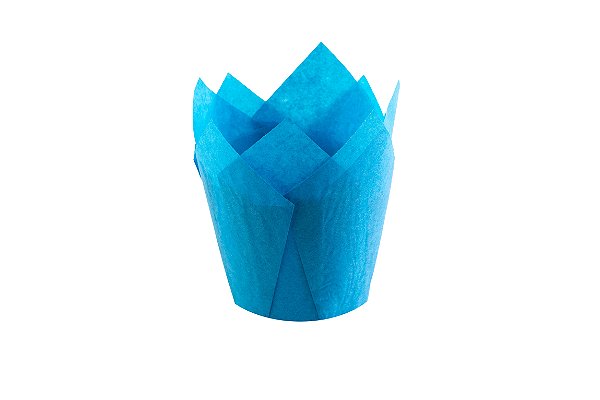 Tulipas Forneáveis p/ Cupcake - Azul - Tam. 15x15x5 cm. - Pacote c/ 25 unid. - R$ 0,57 un.