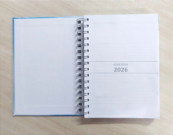 60 Agendas 2026 - 1 dia Por página Personalizada c/1 folha adicional (impressão frente)
