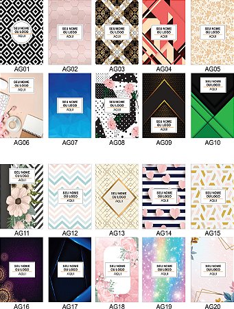 Caderno 15x21cm - A5 Capa Personalizada com Nome e/ou Logo (120 Modelos à sua escolha)